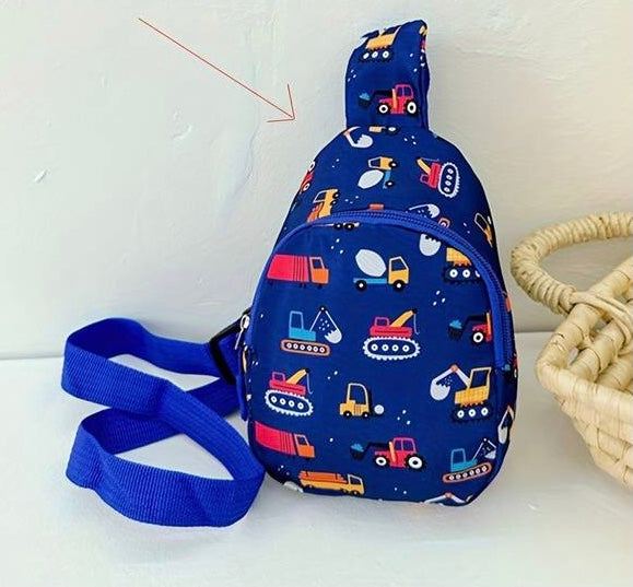 Kids Sling Bag | Construction - Kids Accessories - Poshinate Kiddos Baby & Kids Store - Front view of Construction Sling Bag