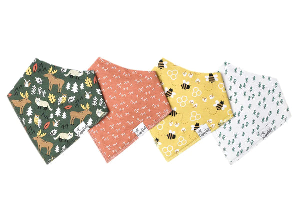 Baby Bibs | Bandana | Forest / Bumble Bee 4-Pack