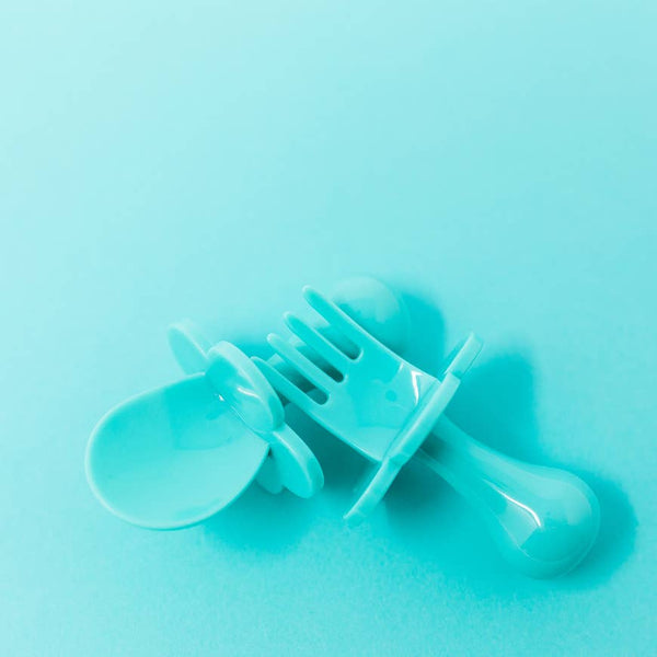 Baby Fork & Spoon Set  Teal – Poshinate Kiddos