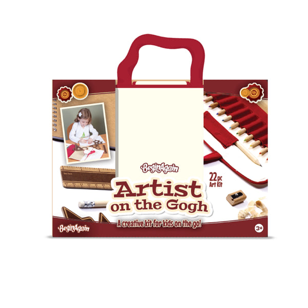 Kids Art Set | 22 Piece - Kids Arts & Crafts - Poshinate Kiddos Baby & Kids Store  - Front Of Kit With Handle