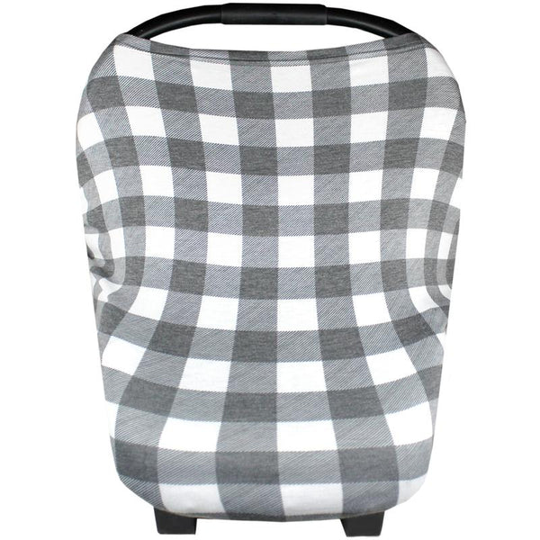 Multi Use 5 in 1 Baby Cover | Grey/White Buffalo Plaid -Accessories -Poshinate Kiddos Baby & Kids Boutique -carseat cover