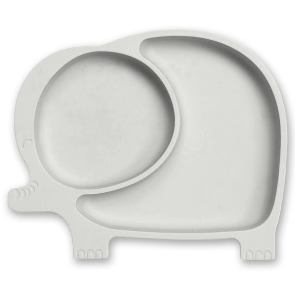 Sage Spoonfuls Sili Elephant Divided Suction Silicone Plate in Gray