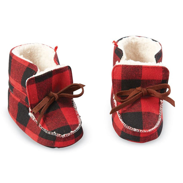 plaid baby booties