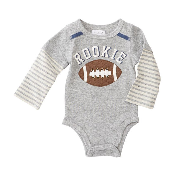Baby Boy Onesie | Football Rookie | Long Sleeve Grey