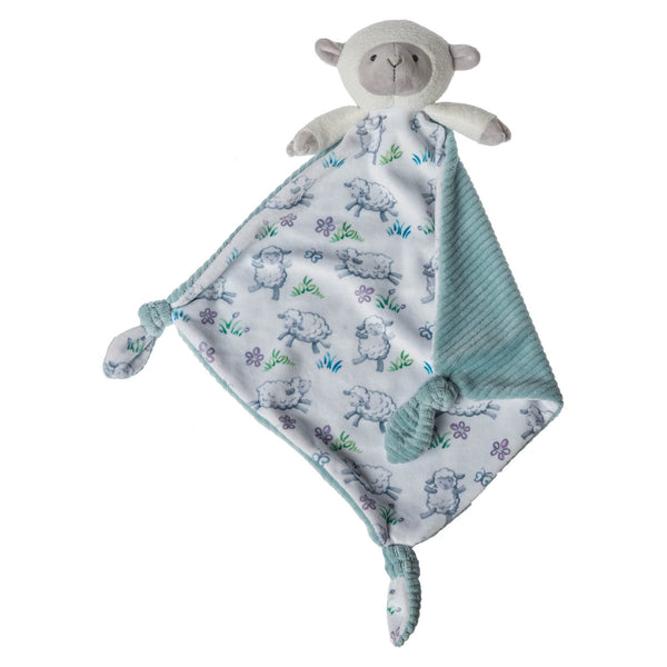 Baby Knotted Security Blanket - Blankets - Poshinate Kiddos Baby & Kids Store  - View of both fabrics on knotted lamb blanket