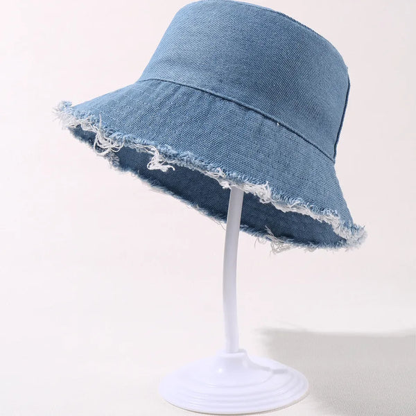 Kids Bucket Hat | Denim - Kids Hats - Poshinate Kiddos Baby & Kids Store - View of hat on stand