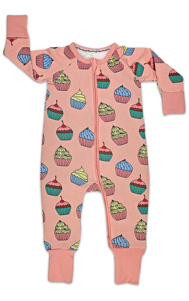 Baby Jammies | Cupcakes | Pink - Baby Jammies - Poshinate Kiddos Baby & Kids Store - Front view of jammies
