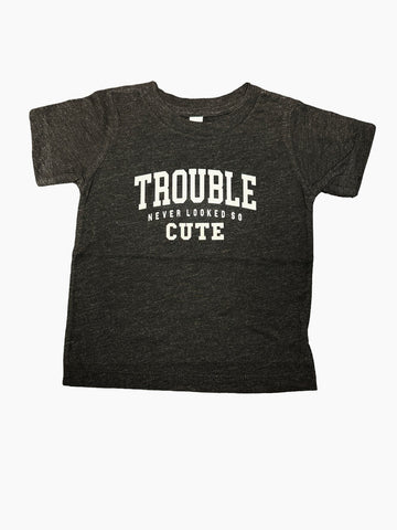 Kids T Shirt | Trouble Cute | Black - Kids T Shirts - Poshinate Kiddos Baby & Kids Store - View of T Shirt
