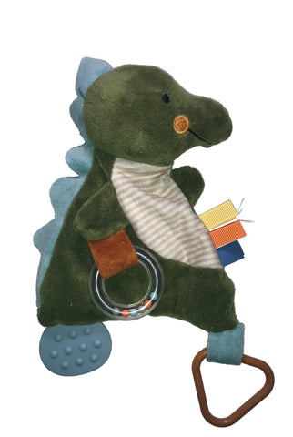 Poshinate Kiddos Baby & Kids Store - A green baby teether blanket with a striped pattern and attached silicone teethers. 