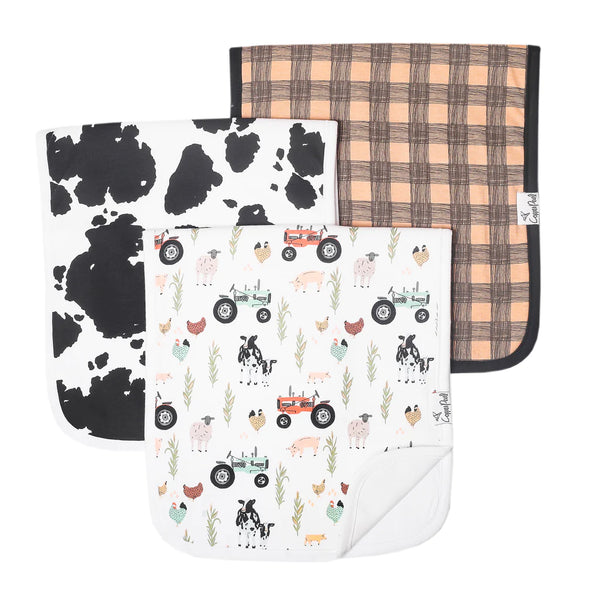 Baby Burp Cloth | Farm 3-pack - Baby Burp Cloths - Poshinate Kiddos Baby & Kids Store - View of farm set 