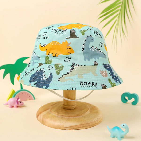 Kids Bucket Hat | Dinosaur - Kids Hats - Poshinate Kiddos Baby & Kids Store - View of hat showing strap