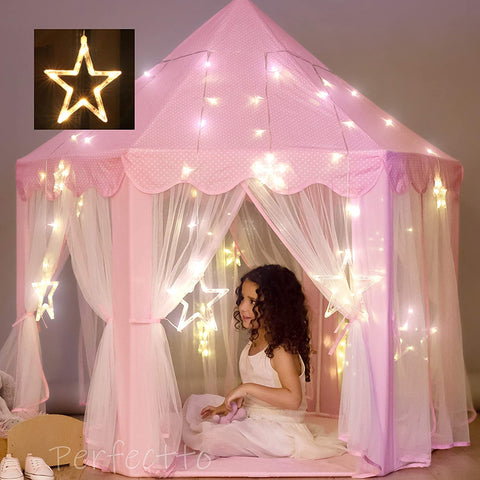 Kids Play Tent | Princess Castle - Room Decor - Poshinate Kiddos Baby & Kids Boutique - lighted castle with child inside