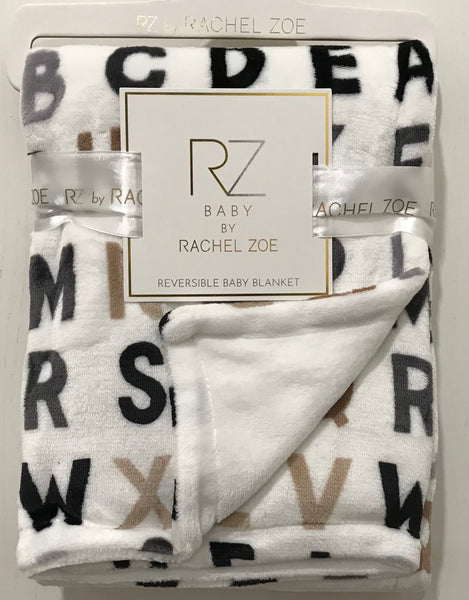 Baby Blanket | Fleece | Reversible - Blankets - Poshinate Kiddos Baby & Kids Store - View of  both sides of alphabet reversible blanket