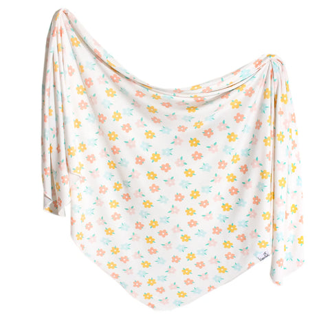 Baby Blanket | Knit Swaddle | Daisy - Blankets - Poshinate Kiddos Baby & Kids Store - front of blanket
