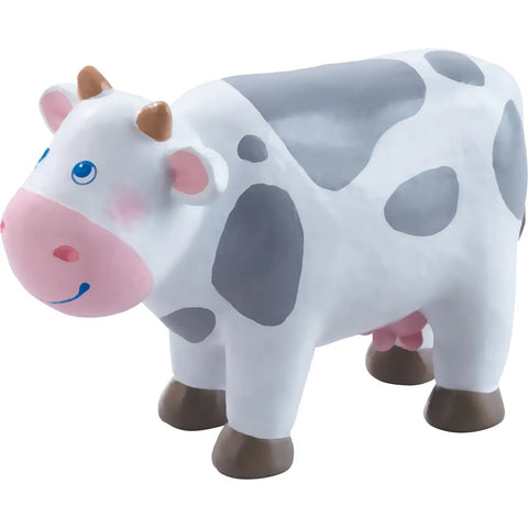 Kids Farm Animal Play Set | Cow & Calf | Little Friends - Kids Toys - Poshinate Kiddos Baby & Kids Store - Toy cow with white body, gray spots on a white background