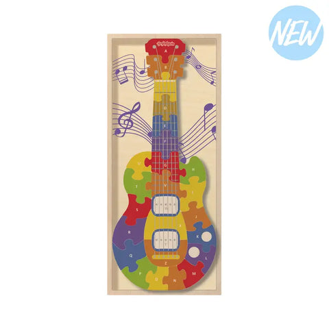 Wooden Guitar A-Z Puzzle - Puzzles, Games & Toys - Poshinate Kiddos Baby & Kids Store - guitar puzzle in box