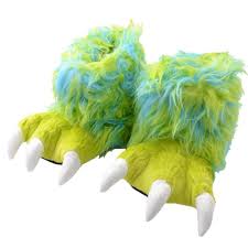 Poshinate Kiddos Baby & Kids Store - Pair of green and blue fuzzy creature paws with white claws on a white background