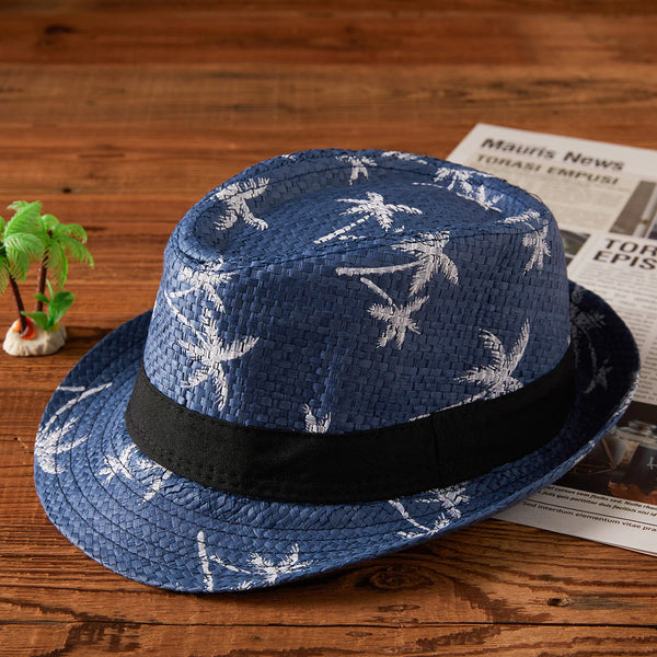 Kids Fedora Hat | Coconut Tree | Blue - Kids Hats - Poshinaate Kiddos Baby & Kids Store - View of hat
