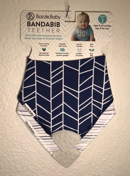 Baby Bibs | With Teether | Geometric & Striped | 2 pk - Poshinate Kiddos Baby & Kids Store - View of bib set