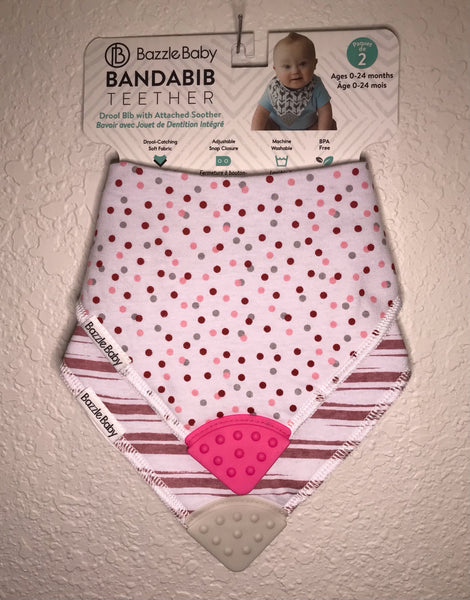 Baby Bibs | With Teether | Polka Dot & Striped | 2 pk