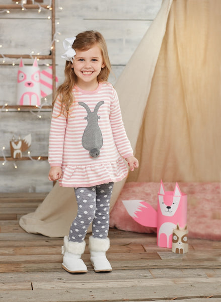 Girls Sweater & Tights Outfit | Bunny  - Girls Outfits - Poshinate Kiddos Baby & Kids Gifts - Outfit On Girl