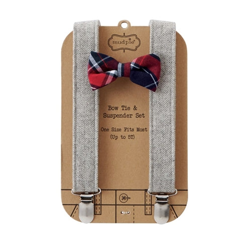 Suspenders & Bow Tie Set | Plaid / Tweed