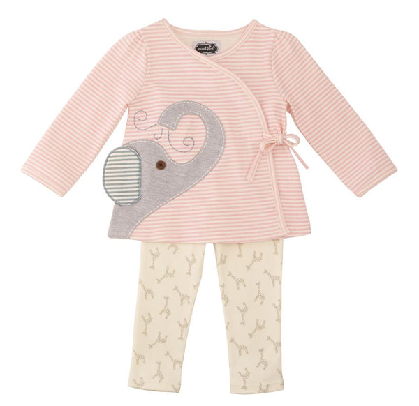 Baby Girls Outfit | Elephant Kimono | Giraffe Leggings - Girls Outfits - Poshinate Kiddos Baby & Kids Boutique