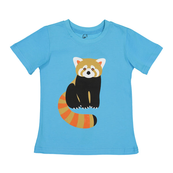 Kids T Shirt | Red Panda |  Teal Black Orange