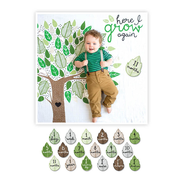 Baby's First Year Deluxe Blanket & Card Set | Here I Grow Again | Blankets | Poshinate Kiddos Baby & Kids Store