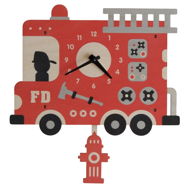Pendulum Clock | Fire Truck - Pendulum Clocks - Poshinate Kiddos Baby & Kids Store - View of clock