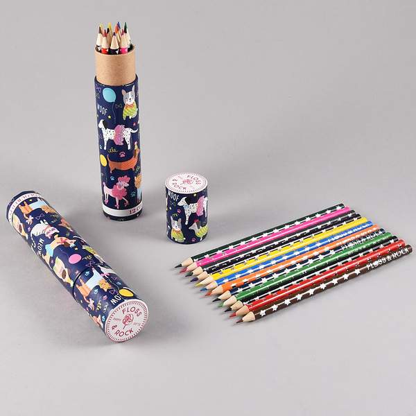 Kids Colored Pencil Set | Dogs & Cats - 12 pc Tube