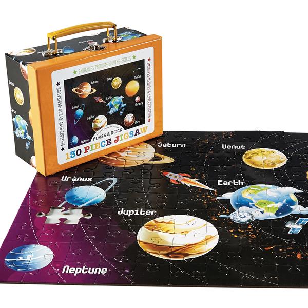 Kids Puzzle | Planets Jigsaw - 130 pc with Travel Case - Puzzles, Games & Toys - Poshinate Kiddos Baby & Kids Boutique | Planets puzzle cool 130 pieces
