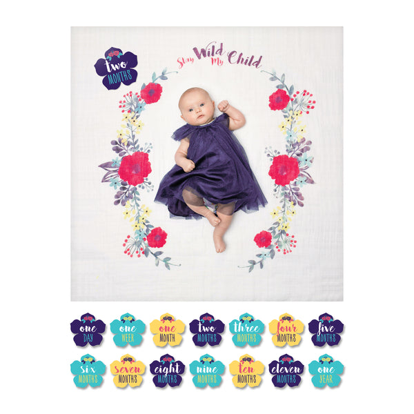 Baby's First Year Blanket & Card Set | Stay Wild My Child - Baby Blankets - Poshinate Kiddos - Baby & Kids Store