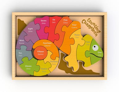 Wooden Counting Chameleon Puzzle