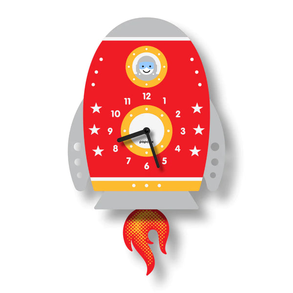  Pendulum Clock | Rocket - Pendulum Clocks - - Poshinate Kiddos Baby & Kids Store - Front of clock