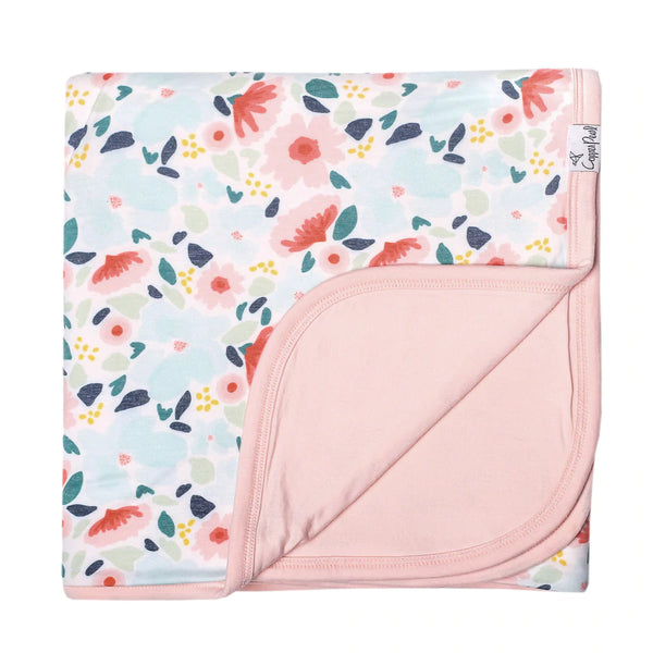 Kids Blanket | 3-Layer Knit Quilt | Mint Floral