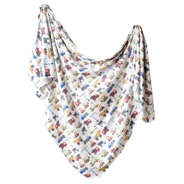 Baby Blanket | Knit Swaddle | Construction - Blankets - Poshinate kiddos Baby & Kids Store - Blanket hanging