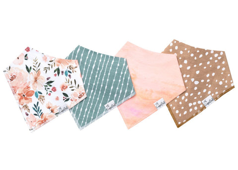 Baby Bibs | Bandana | Floral / Multi-Print  / Ombre  4-Pack - Baby Bibs - Poshinate Kiddos Baby & Kids Boutique - shows set of 4
