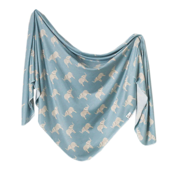Baby Blanket | Knit Swaddle | Elephant - Blankets - Poshinate Kiddos Baby & Kids Store - View of Elephant blanket 