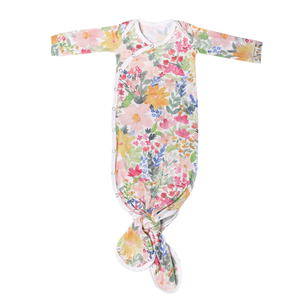 Baby Gown | Knotted | Flower - Baby Gown - Poshinate Kiddos Baby & Kids Store - Image of Flower knotted baby gown