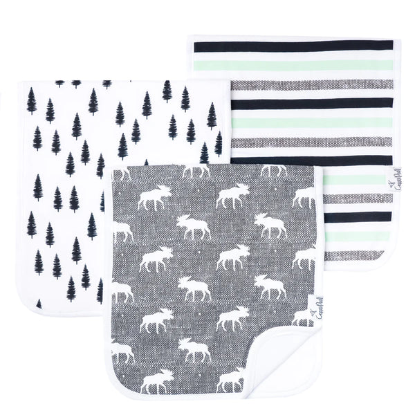 Baby Burp Cloth | Grey Moose 3-Pack - Baby Burp Cloths - Poshinate Kiddos Baby & Kids Store  - 3 different patterns of Burp Cloths