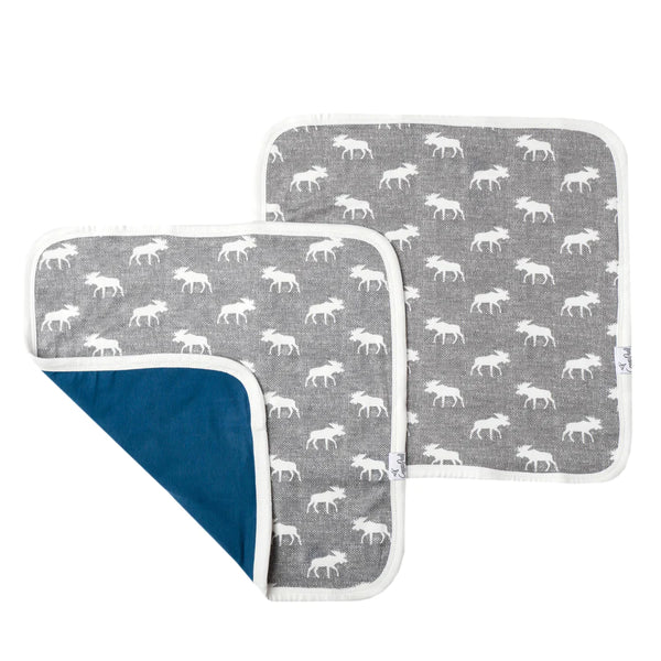 Baby Security Blanket | Grey Moose | Set of 2 - Blankets - Poshinate Kiddos Baby & Kids Store - Showing both patterns on blanket