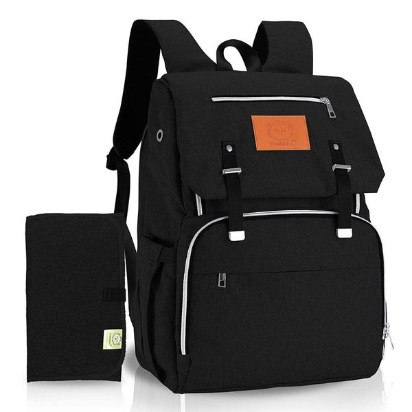 Diaper Bag Backpack | Black - Diaper Bags - Poshinate Kiddos Baby & Kids Boutique - front of bag