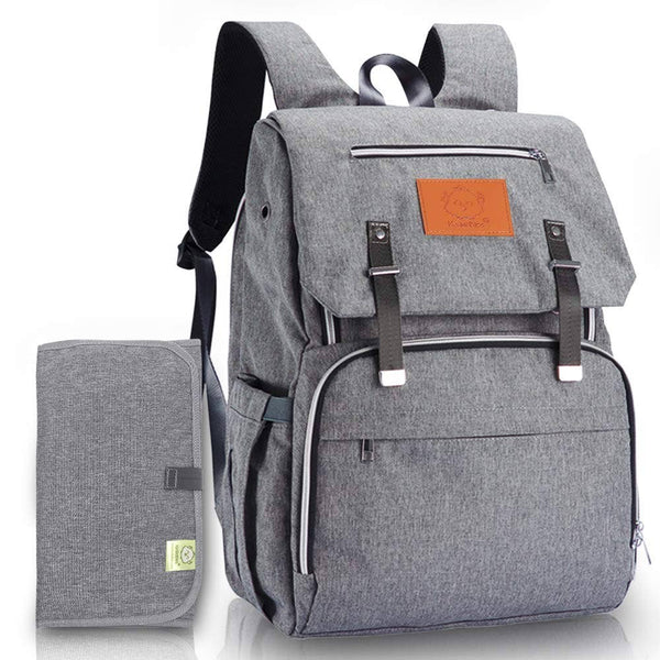 Diaper Bag Backpack | Grey - Diaper Bags - Poshinate Kiddos Baby & Kids Boutique - front of bag