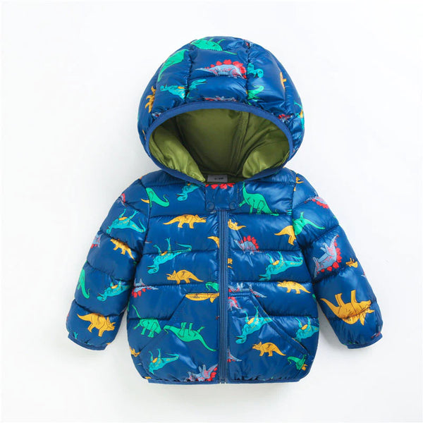 Kids Hooded Puffer Jacket | Dino- Kids Coats & Jackets - Poshiniate Kiddos Baby & Kids Store - View of jacket