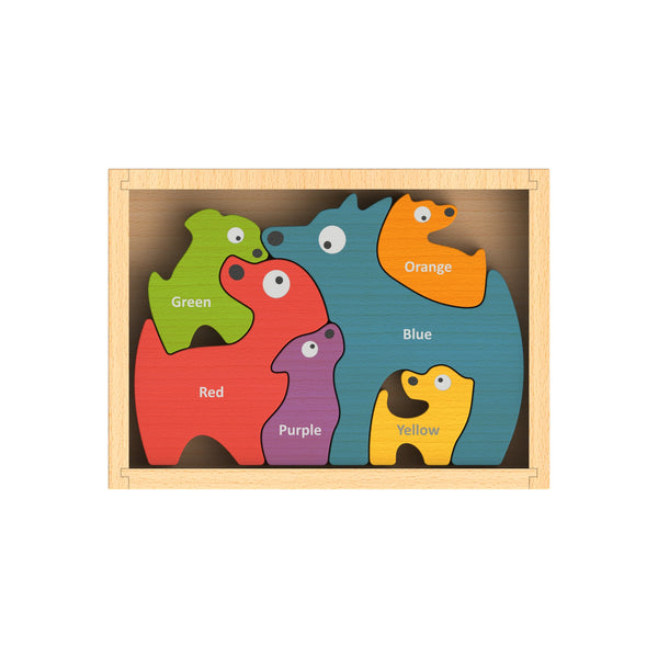 Kids Puzzle | Wooden Dog Family | Bilingual - Puzzles, Games and Toys - Poshinate Kiddos Baby & Kids Store - english