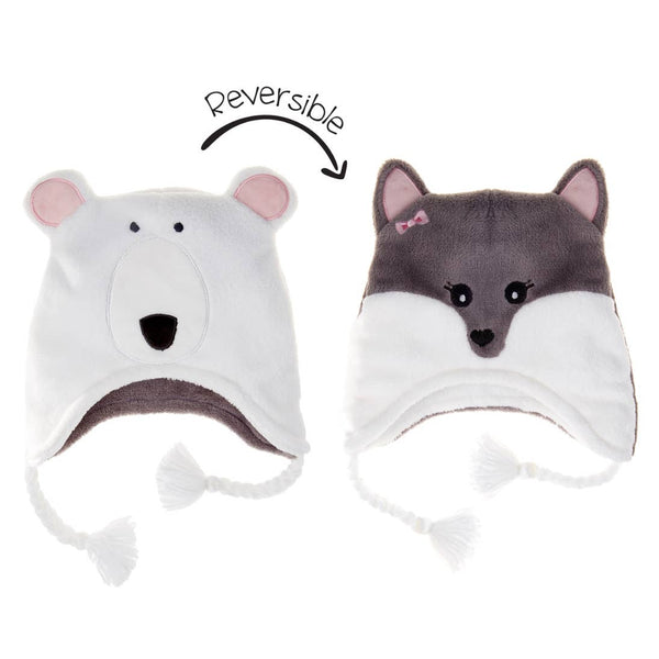 Kids Winter Hat | 2-in-1 Reversible | Polar Bear & Arctic Fox