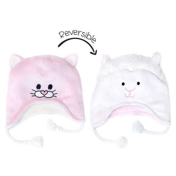 Kids Winter Hat | 2-in-1 Reversible | Kitty & Lamb - Kids Hats - Poshinate Kiddos Baby & Kids Store - shows both