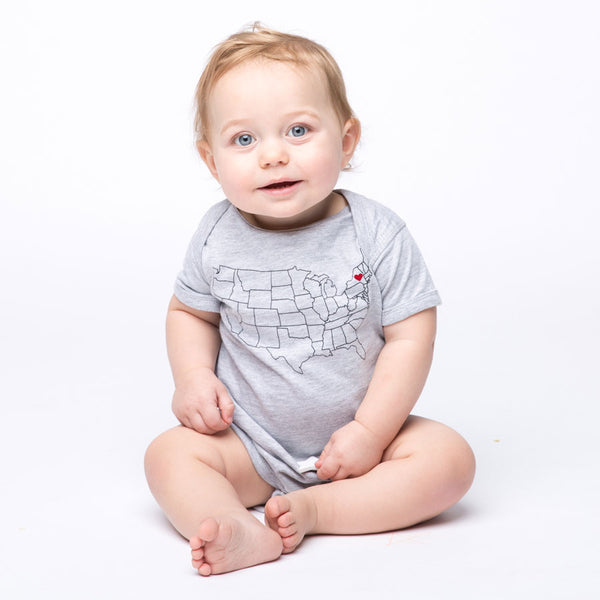 Baby Onesie | Minnesota Heart - Baby Onesie - Poshinate Kiddos Baby & Kids Store- baby in grey