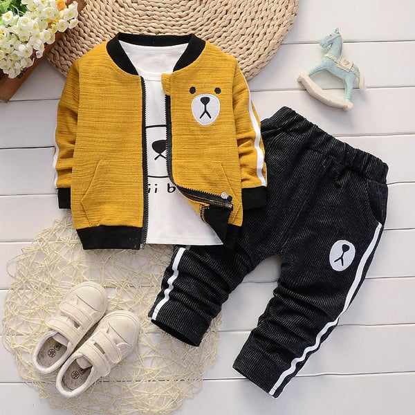 Baby Boy Outfit | Bear | Yellow/Black 3 pc
